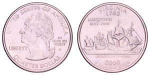 UNITED STATES OF AMERICA 1/4 dollar 2000D / Virginia / XF+