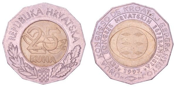 CROATIA 25 kuna 1997 / Esperanto Congress in Zagreb / XF+