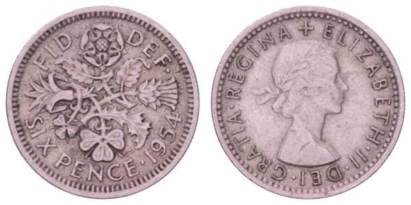GREAT BRITAIN 6 pence 1954 VF