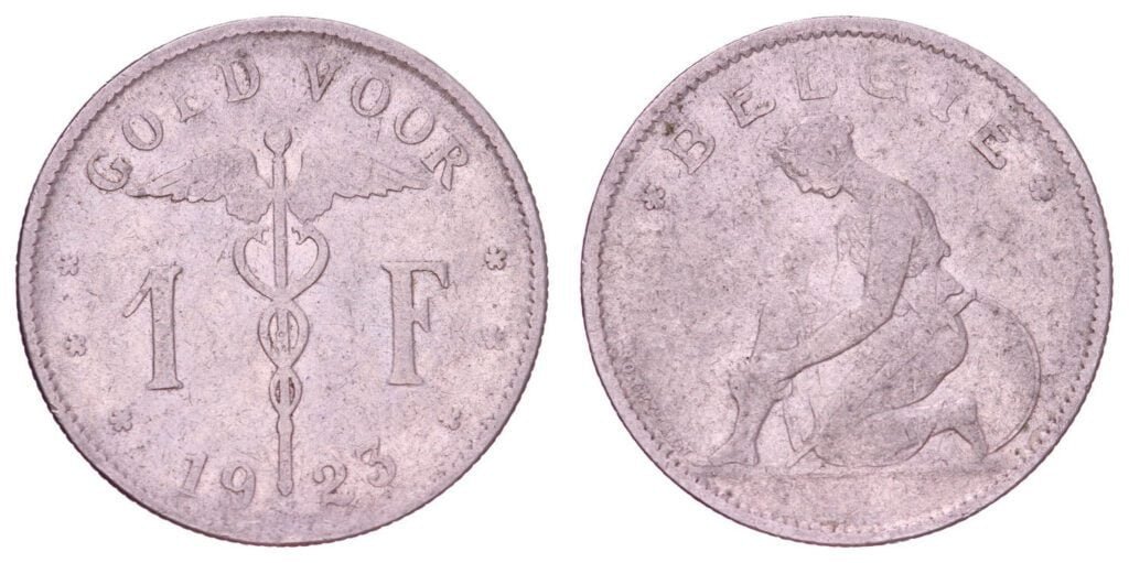 BELGIUM 1 franc 1923 / Dutch text / VF