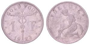 BELGIUM 1 franc 1923 / Dutch text / VF