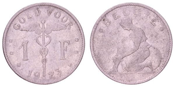 BELGIUM 1 franc 1923 / Dutch text / VF