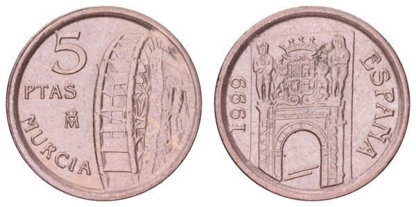 SPAIN 5 pesetas 1999 / Murcia / XF