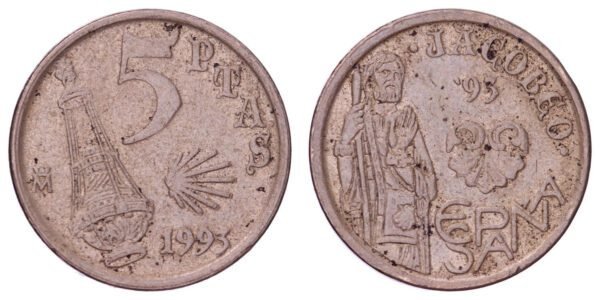 SPAIN 5 pesetas 1993 / Jubilee Year of St. James / VF