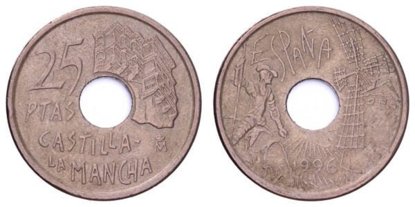 SPAIN 25 pesetas 1996 / Castilla-La Mancha / VF