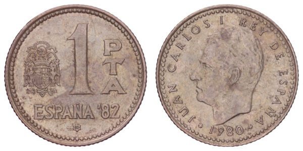 SPAIN 1 peseta 1980(80) / 1982 FIFA World Cup / VF+