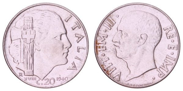ITALY 20 centesimi 1940 VF