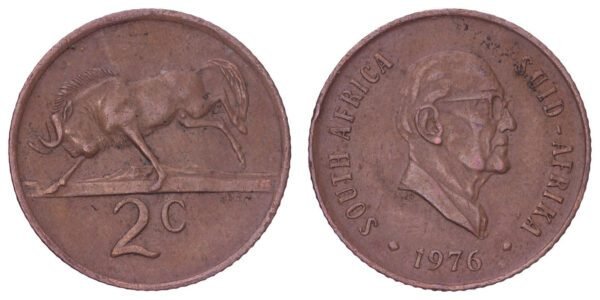 SOUTH AFRICA 2 cents 1976 VF