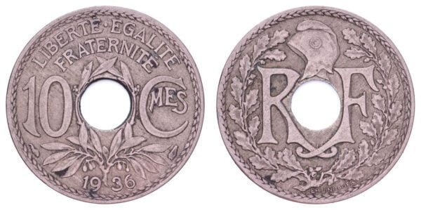 FRANCE 10 centimes 1936 VF