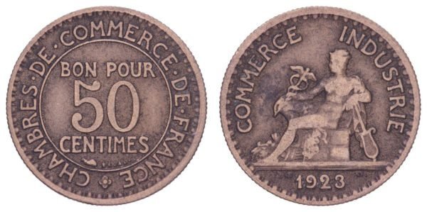 FRANCE 50 centimes 1923 / Chambres de Commerce / VF