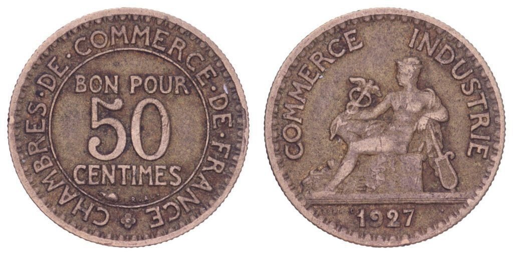 FRANCE 50 centimes 1927 / Chambres de Commerce / VF