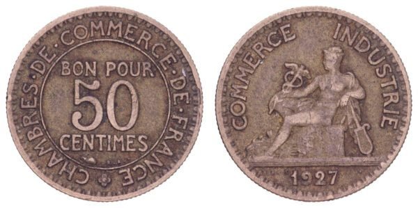 FRANCE 50 centimes 1927 / Chambres de Commerce / VF