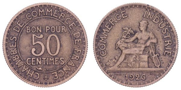 FRANCE 50 centimes 1926 / Chambres de Commerce / VF