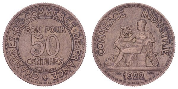 FRANCE 50 centimes 1922 / Chambres de Commerce / VF