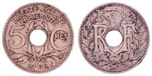 FRANCE 5 centimes 1936 VF