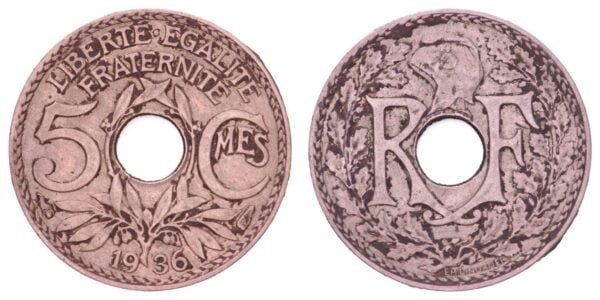 FRANCE 5 centimes 1936 VF