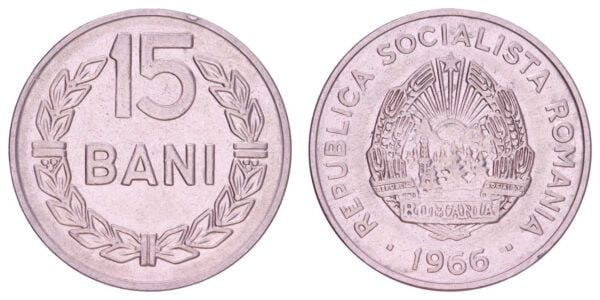 ROMANIA 15 bani 1966 XF