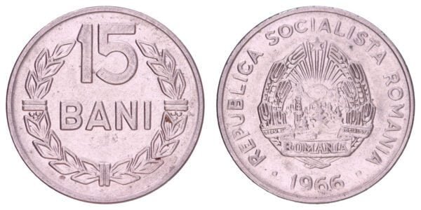 ROMANIA 15 bani 1966 XF