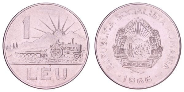 ROMANIA 1 leu 1966 XF