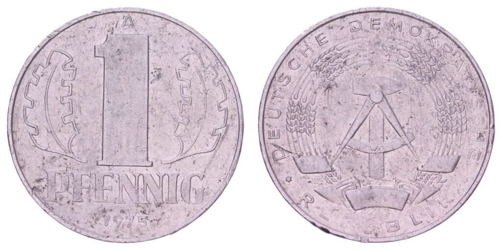 GERMANY 1 pfennig 1975A / East (GDR) issue / VF