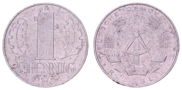 GERMANY 1 pfennig 1975A / East (GDR) issue / VF