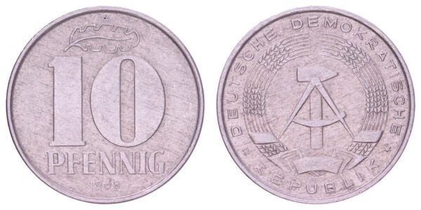 GERMANY 10 pfennig 1968A / East (GDR) issue / VF