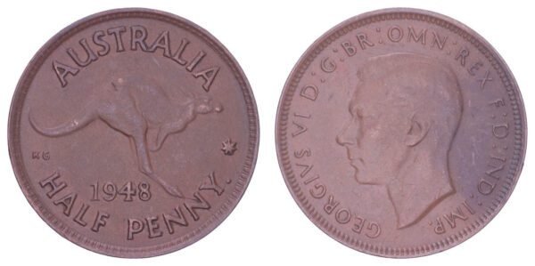 AUSTRALIA 1/2 penny 1948 XF