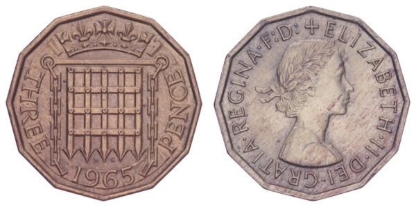 GREAT BRITAIN 3 pence 1965 XF