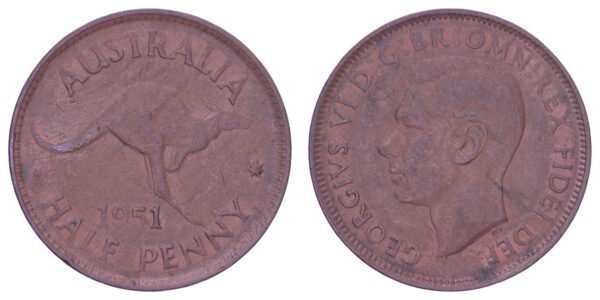AUSTRALIA 1/2 penny 1951 VF