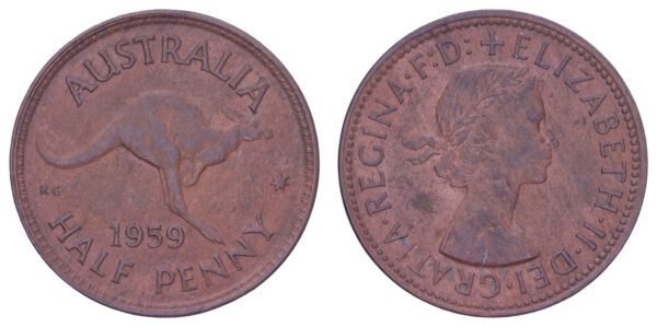 AUSTRALIA 1/2 penny 1959 VF