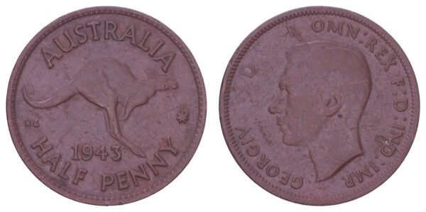 AUSTRALIA 1/2 penny 1943 VF