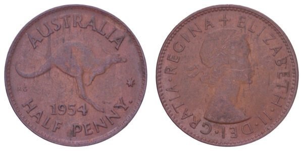 AUSTRALIA 1/2 penny 1954 VF