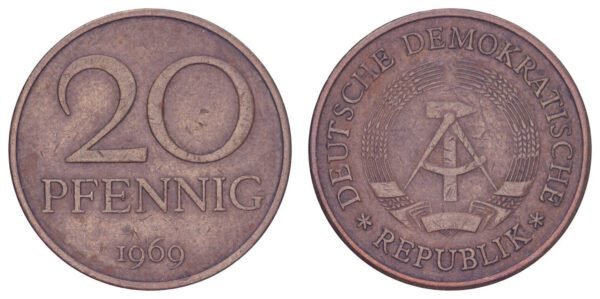 GERMANY 20 pfennig 1969 / East (GDR) issue / VF