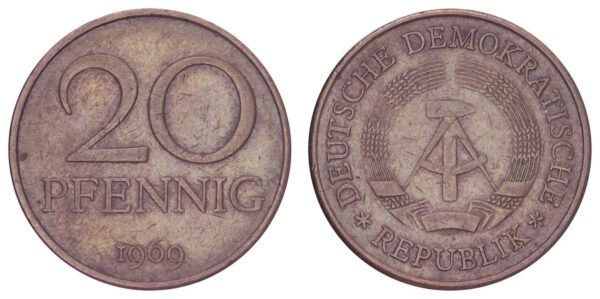 GERMANY 20 pfennig 1969 / East (GDR) issue / VF
