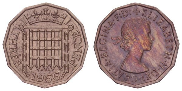 GREAT BRITAIN 3 pence 1966 VF