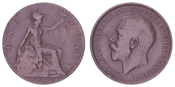 GREAT BRITAIN 1 penny 1913 F+