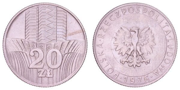 POLAND 20 zlotych 1976 UNC