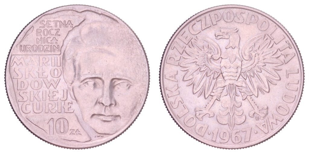 POLAND 10 zlotych 1967 / Maria Sklodowska-Curie / UNC-