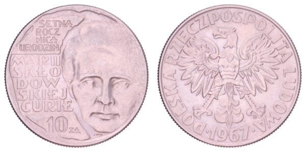 POLAND 10 zlotych 1967 / Maria Sklodowska-Curie / UNC-