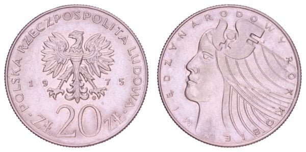 POLAND 20 zlotych 1975 / International Year of Women / UNC-