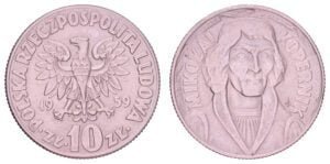POLAND 10 zlotych 1959 / Mikolaj Kopernik / XF+
