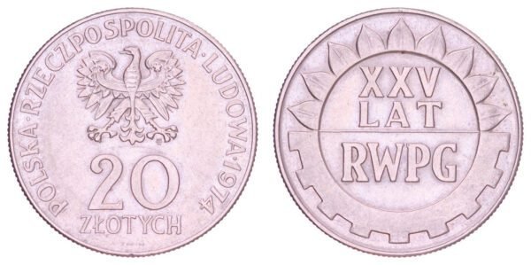 POLAND 20 zlotych 1974 / 25th Anniversary of the COMECON / XF