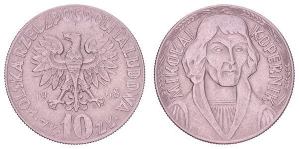 POLAND 10 zlotych 1968 / MikoĹ‚aj Kopernik / VF+