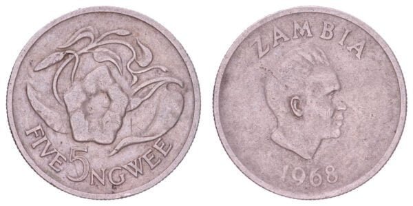 ZAMBIA 5 ngwee 1968 VF