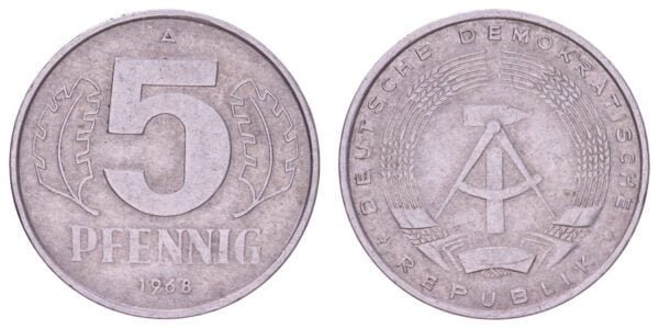 GERMANY 5 pfennig 1968 / East (GDR) issue / VF
