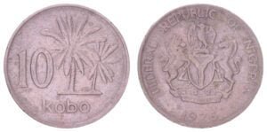 NIGERIA 10 kobo 1976 VF