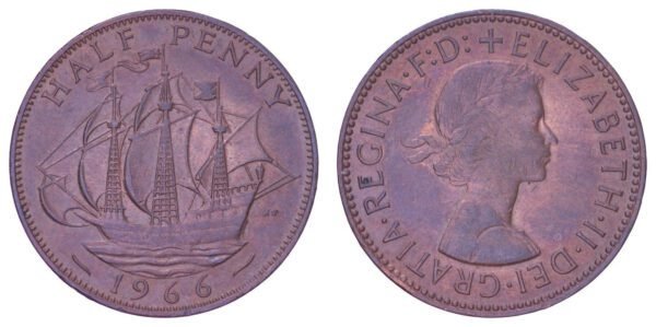 GREAT BRITAIN 1/2 penny 1966 XF