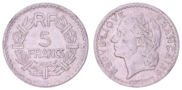 FRANCE 5 francs 1945 VF