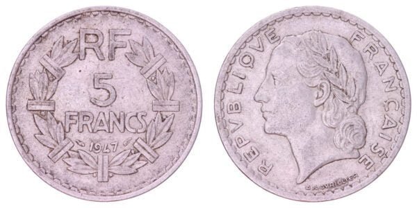 FRANCE 5 francs 1947 VF