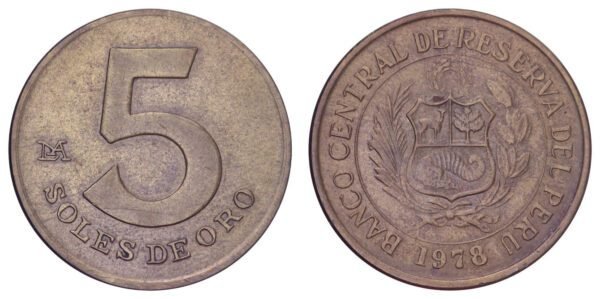 PERU 5 soles de oro 1978 VF
